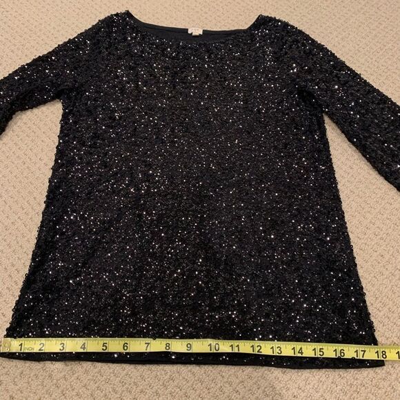 J Crew Woman’s Black Sequin Top with 3/4 length Sleeves Size S - Picture 9 of 10